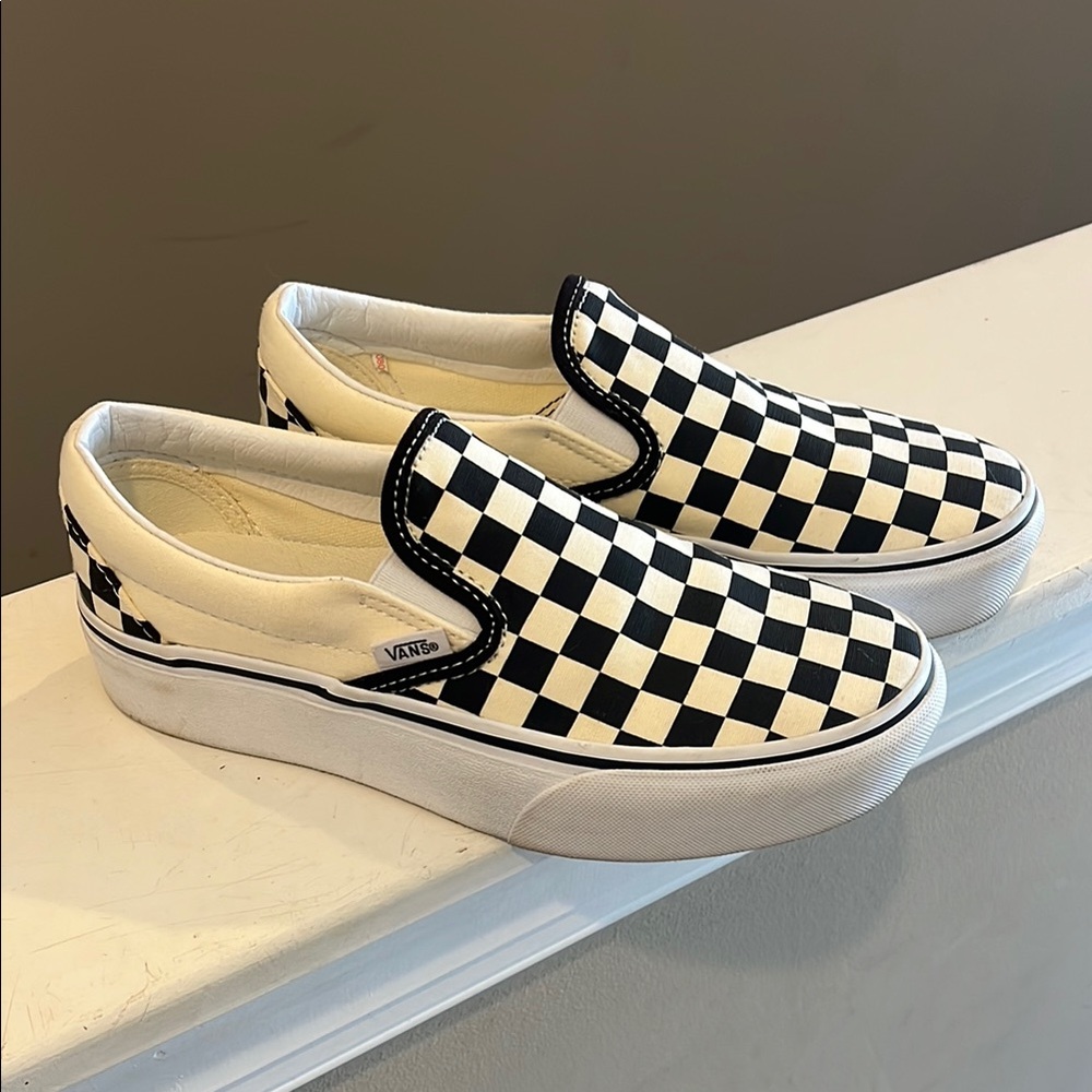 Vans Checkerboard Platform Slip-On Sneakers